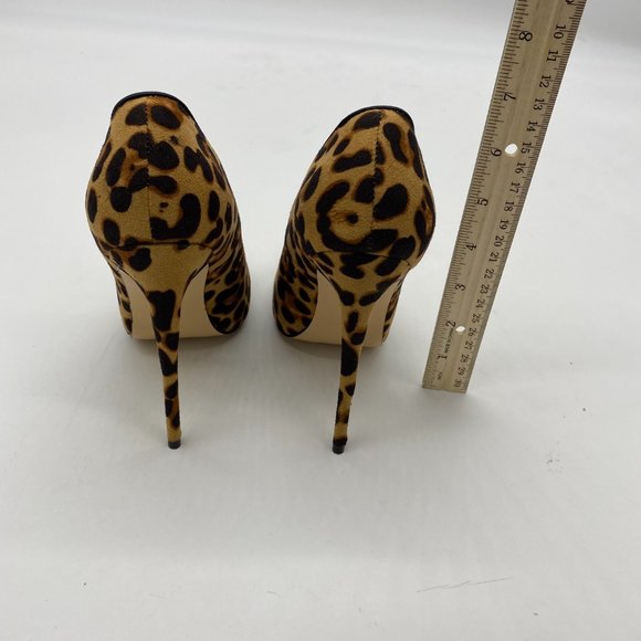 FSJ Leopard Suede Printed Toe Stilettos Heel Pumps - Picture 8 of 10